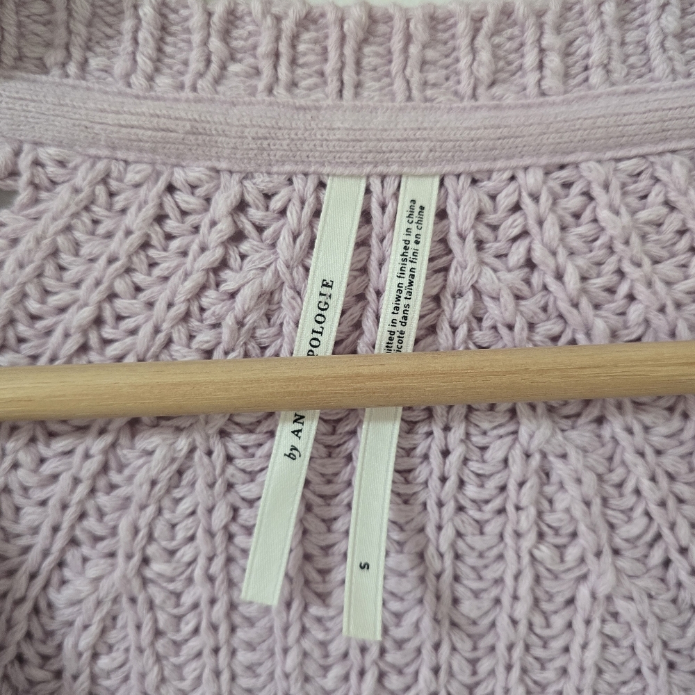 Anthropologie Lilac Layered Cable Knit Slouchy Sweater Size S - Picture 6 of 9